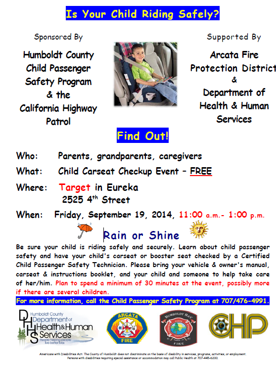 Car Seat Inspection Flyer